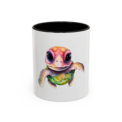 Colorful Cute Sea Turtle Coffee Mug — Vibrant Watercolor Turtle 11oz