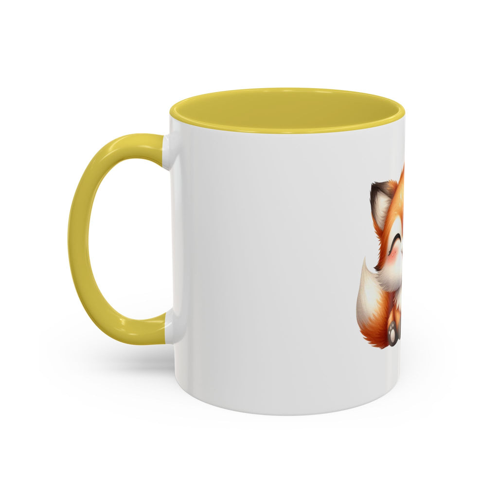 Cute Smiling Fox Coffee Mug — 11oz Color Accent Tea Cup