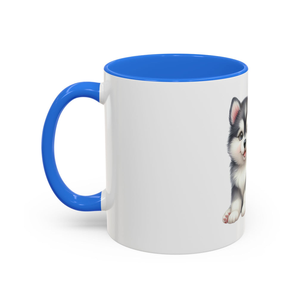 Cute Husky Puppy Coffee Mug — 11oz Color Accent Ceramic