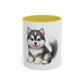 Cute Husky Puppy Coffee Mug — 11oz Color Accent Ceramic