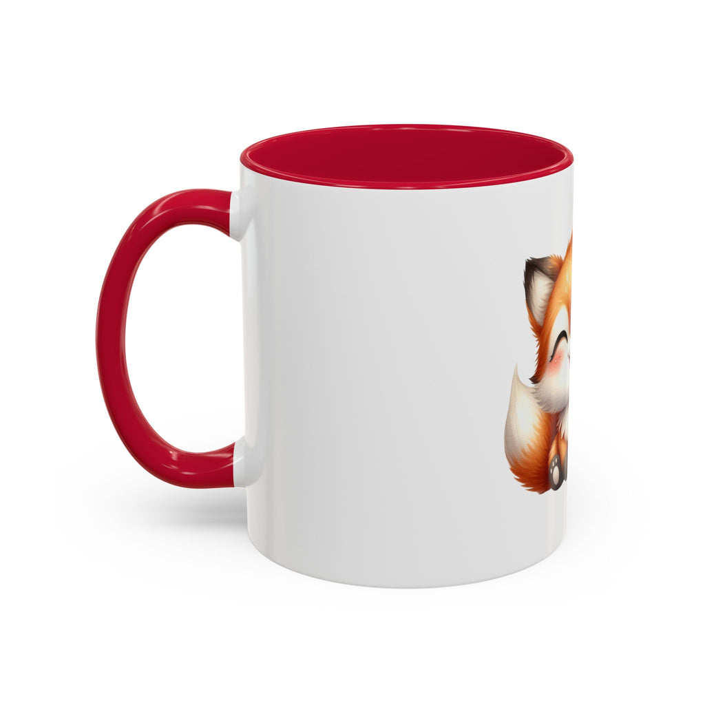 Cute Smiling Fox Coffee Mug — 11oz Color Accent Tea Cup