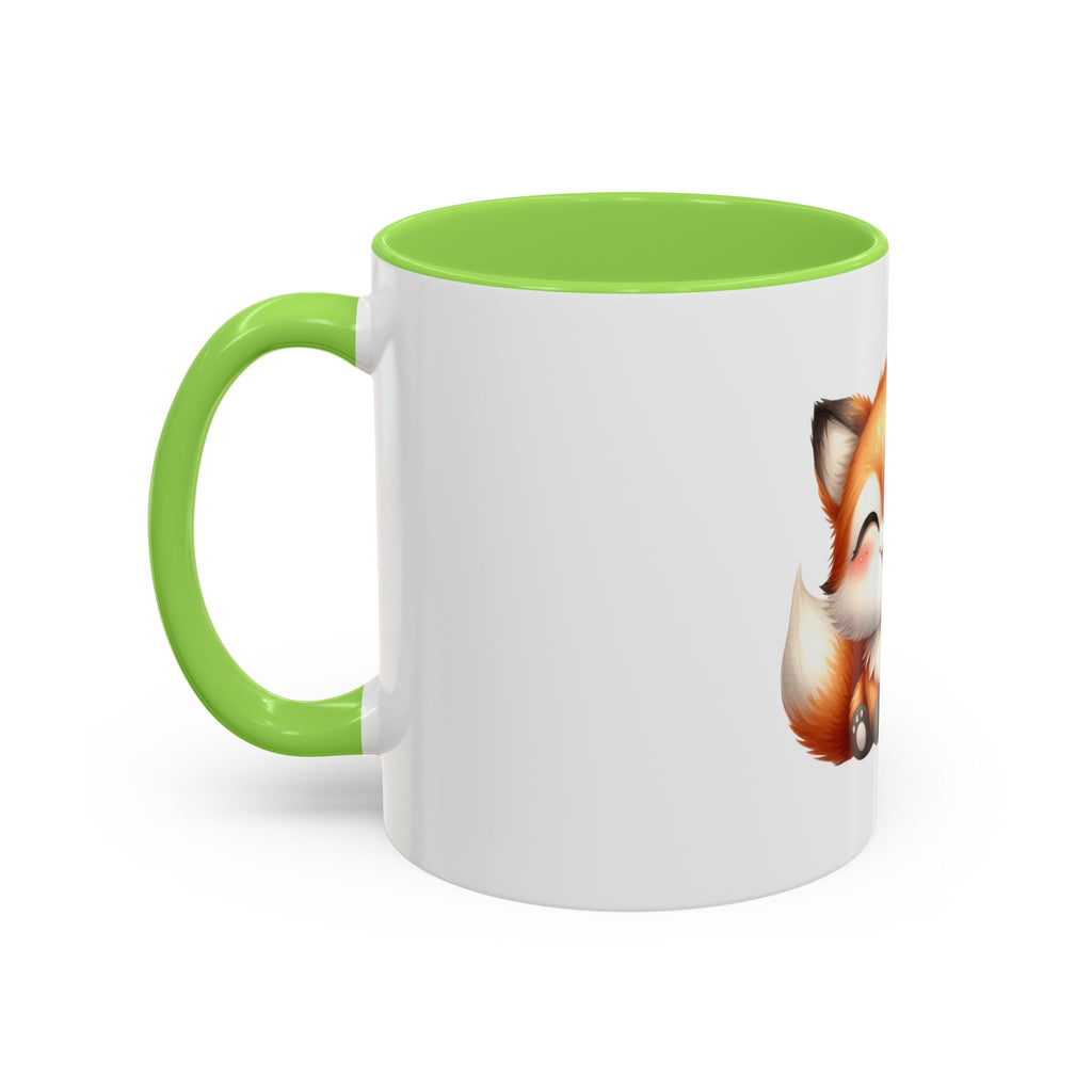 Cute Smiling Fox Coffee Mug — 11oz Color Accent Tea Cup