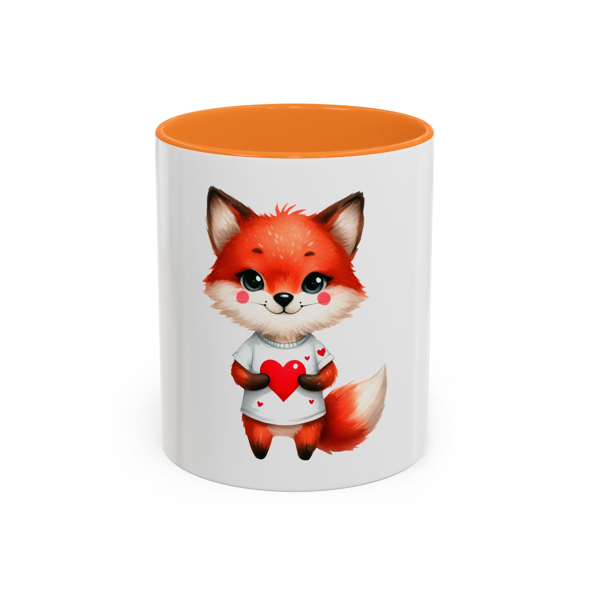 Cute Fox Heart Mug – Adorable Red Fox Holding Heart Coffee Cup (11oz)