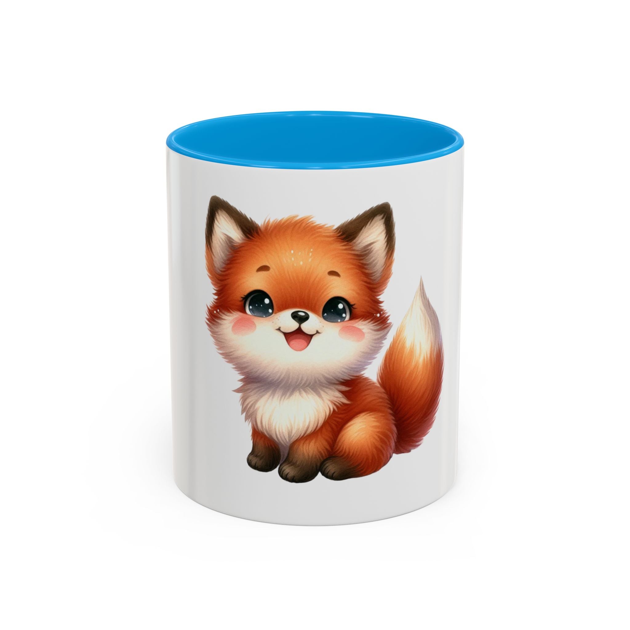 Cute Baby Fox Coffee Mug – Adorable Cartoon Fox 11oz Color Accent