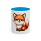 Cute Baby Fox Coffee Mug – Adorable Cartoon Fox 11oz Color Accent