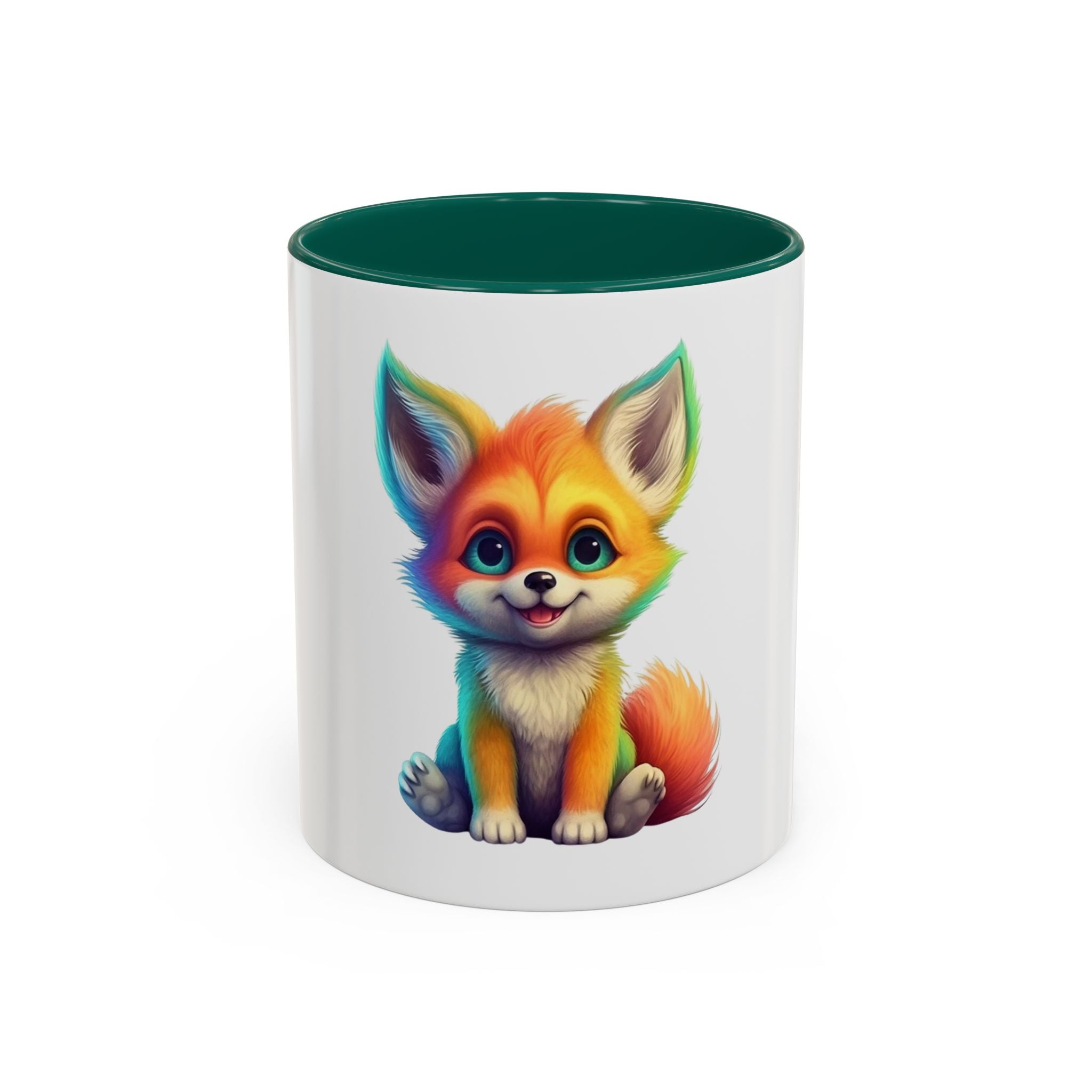 Cute Rainbow Fox Mug (11oz) – Colorful Kawaii Animal Coffee Cup