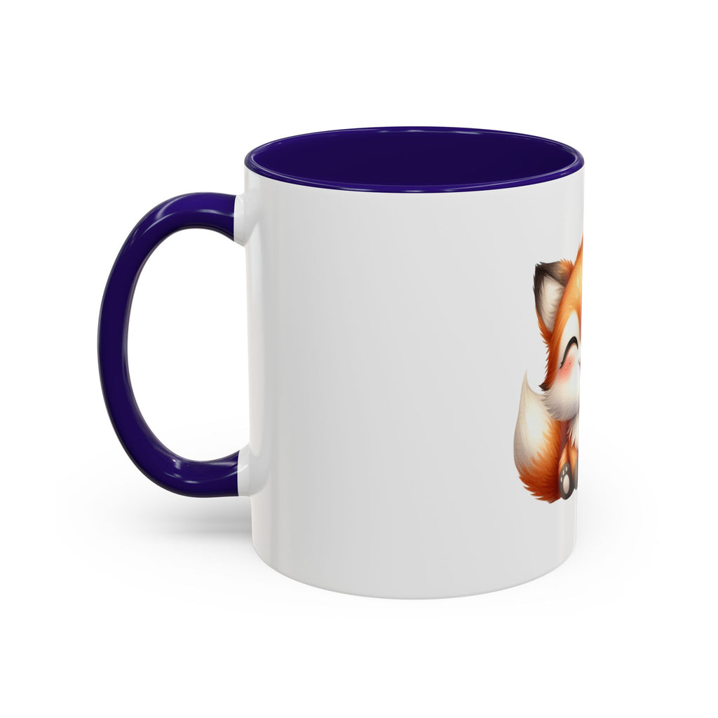 Cute Smiling Fox Coffee Mug — 11oz Color Accent Tea Cup