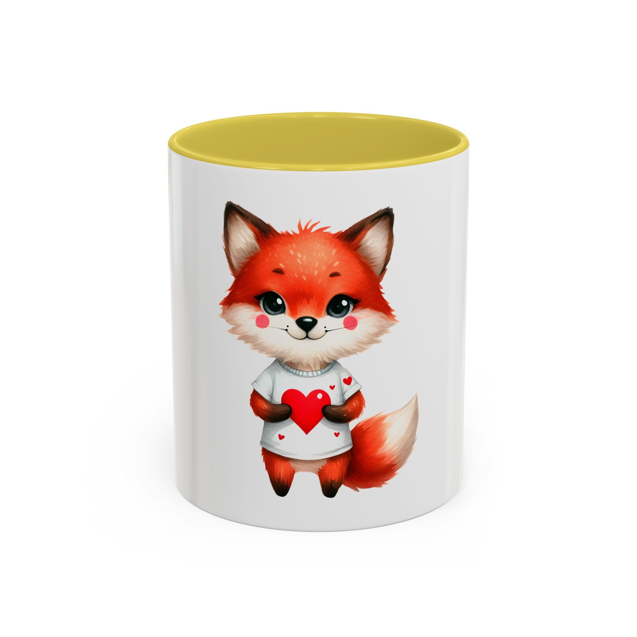 Cute Fox Heart Mug – Adorable Red Fox Holding Heart Coffee Cup (11oz)