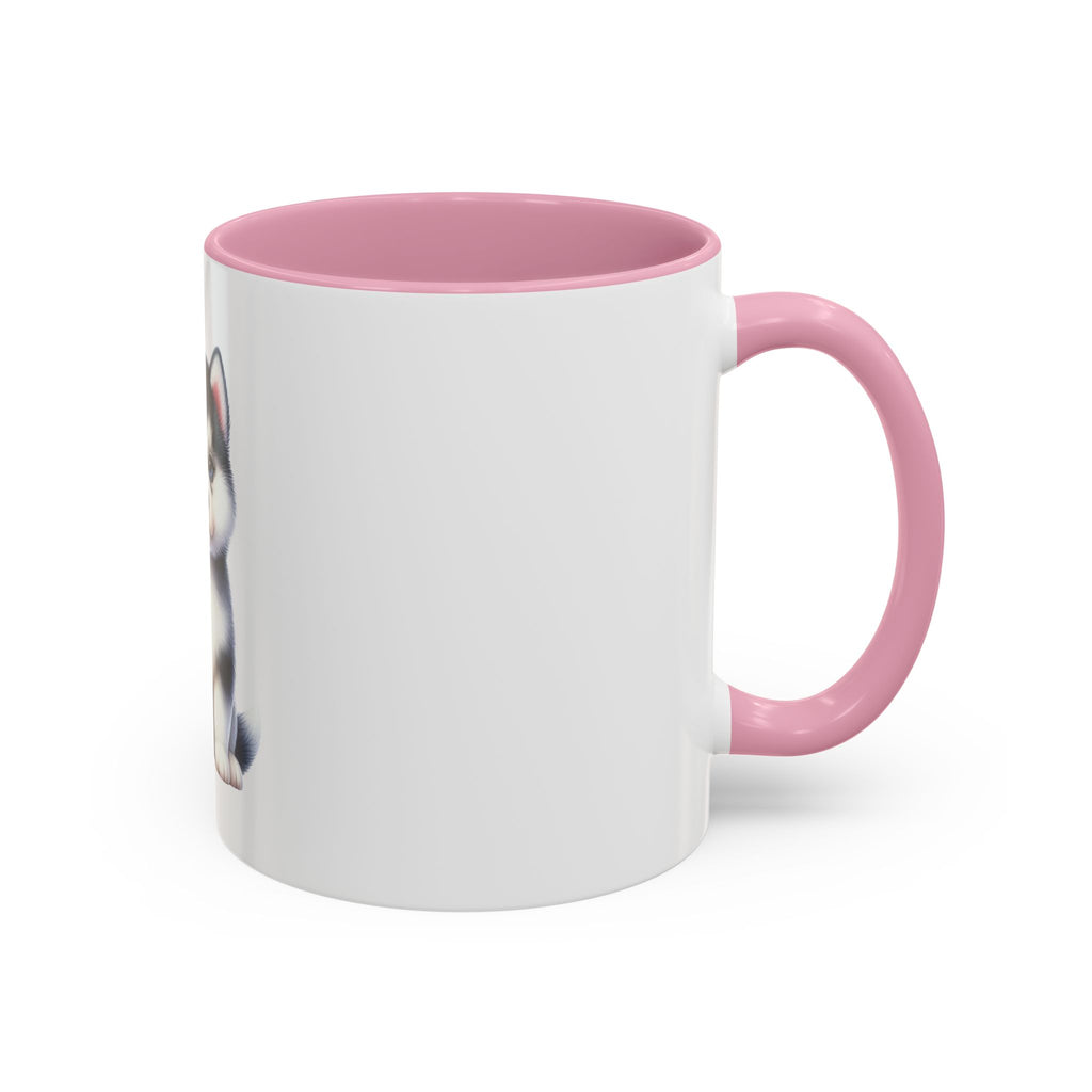 Cute Husky Puppy Coffee Mug — 11oznColor Accent Ceramic Mug