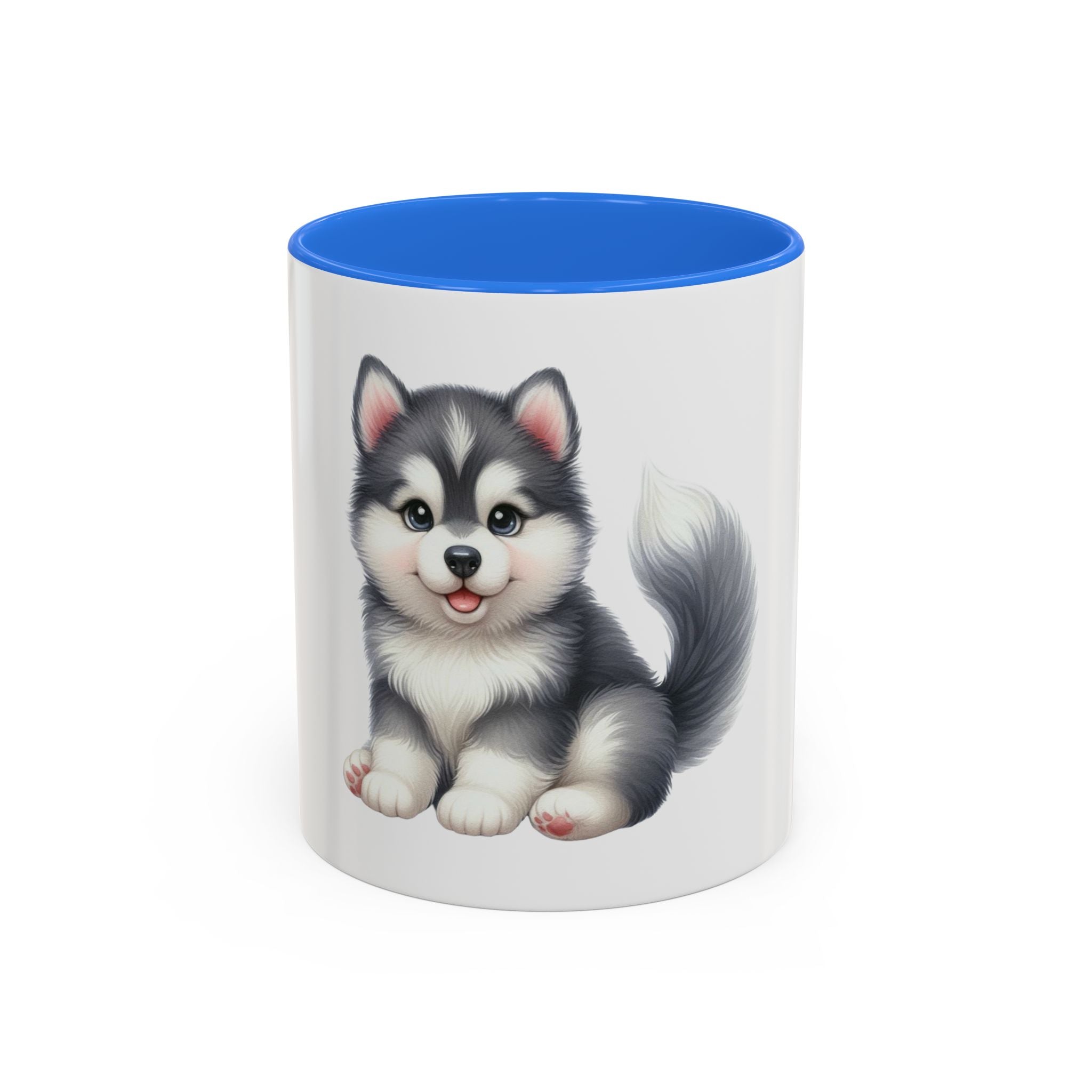 Cute Husky Puppy Coffee Mug — 11oz Color Accent Ceramic